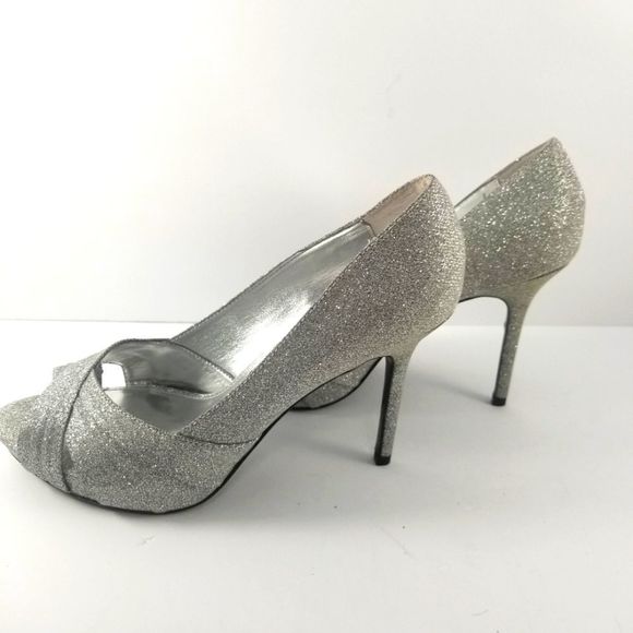 I. Miller Beautiful Shoes Sparkly Silver Peep Toe Stiletto SIZE 8.5. S753 - Picture 3 of 7
